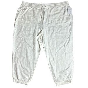Athleta retreat linen pant white plus size 26 nwt summer  jogger vacation